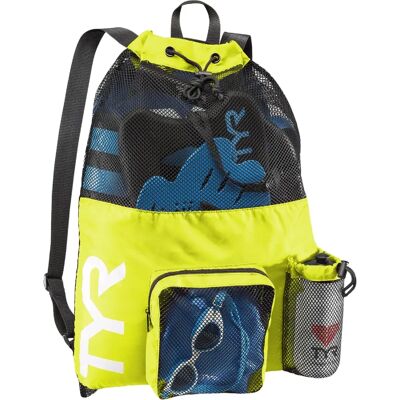 Sac à dos TYR Big Mesh Mummy - Jaune Fluo - Sac de Sport 40L Sac à dos TYR Big Mesh Mummy - Jaune Fluo - Sac de Sport 40L