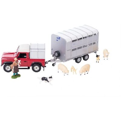 Britains 1:32 Élevage d'Agneaux - Land Rover 90 & Remorque, Fermier, Moutons, Chien - Publicité Britains 1:32 Élevage d'Agneaux - Land Rover 90 & Remorque, Fermier, Moutons, Chien - Publicité