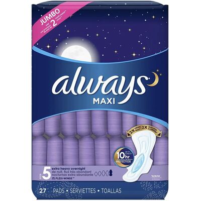 Always Maxi Size 5 Overnight Pads Unscented - Pads Always Maxi Size 5 Overnight Pads Unscented - Pads