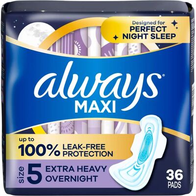 Always Maxi Feminine Pads Size 5 Overnight Absorbency - Leak-Free Always Maxi Feminine Pads Size 5 Overnight Absorbency - Leak-Free