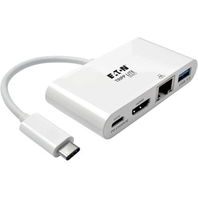 Adaptateur Multiport USB-C Tripp Lite - HDMI, Ethernet, 60W - Blanc - Publicité Adaptateur Multiport USB-C Tripp Lite - HDMI, Ethernet, 60W - Blanc - Publicité