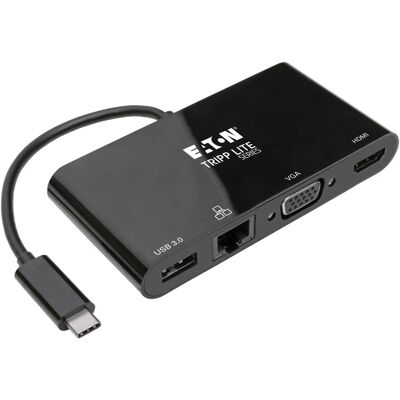 Tripp Lite U444-06N-HV4GUB USB-C Multiport-Adapter - 4K HDMI, VGA, USB-A, GbE, Schwarz Tripp Lite U444-06N-HV4GUB USB-C Multiport-Adapter - 4K HDMI, VGA, USB-A, GbE, Schwarz