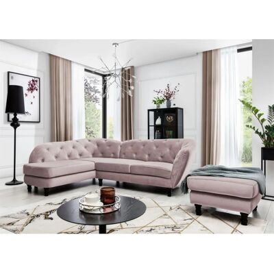 Fun Moebel CHARLOTTE Altrosa Velvet Links Ottomane - Ecksofa Fun Moebel CHARLOTTE Altrosa Velvet Links Ottomane - Ecksofa