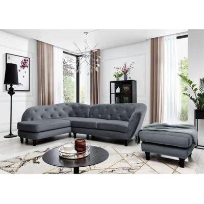Fun Moebel CHARLOTTE - Anthrazit Velvet Ottomane Links - Sofa Fun Moebel CHARLOTTE - Anthrazit Velvet Ottomane Links - Sofa