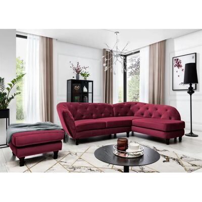 Fun Moebel - CHARLOTTE - Bordeaux - Ottomane rechts - Sofa Fun Moebel - CHARLOTTE - Bordeaux - Ottomane rechts - Sofa
