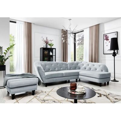 Fun Moebel - CHARLOTTE - Hellgrau Velvet - Sofa Fun Moebel - CHARLOTTE - Hellgrau Velvet - Sofa