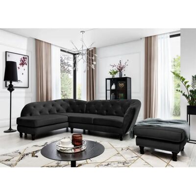 Fun Moebel - CHARLOTTE - Schwarz - Samt - Sofa Fun Moebel - CHARLOTTE - Schwarz - Samt - Sofa