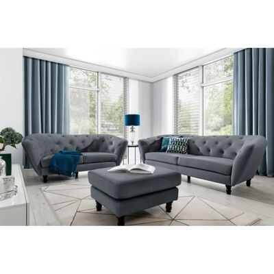 Fun Moebel - CHARLOTTE - Anthrazit - 2S-3S-Hocker - Sofa Set Fun Moebel - CHARLOTTE - Anthrazit - 2S-3S-Hocker - Sofa Set
