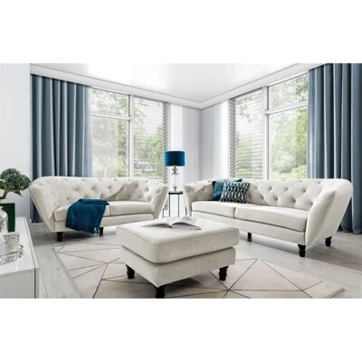 Fun Moebel - CHARLOTTE - Beige - Samt - Sofaset Fun Moebel - CHARLOTTE - Beige - Samt - Sofaset