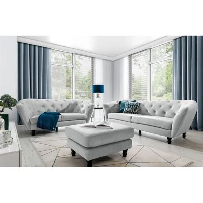 Fun Moebel - CHARLOTTE 3-2-1 - Hellgrau - Velvet - Sofa set Fun Moebel - CHARLOTTE 3-2-1 - Hellgrau - Velvet - Sofa set