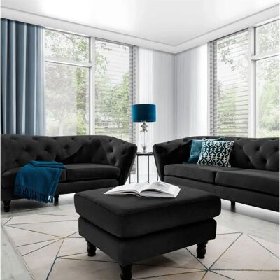 Fun Moebel - CHARLOTTE - Schwarz - Velvetstoff - Ottoman Fun Moebel - CHARLOTTE - Schwarz - Velvetstoff - Ottoman