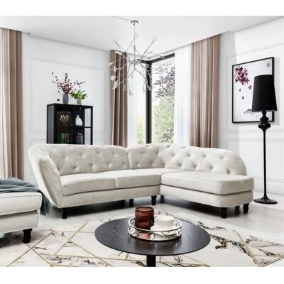 Fun Moebel - CHARLOTTE - Beige Velvet - Ottomane Rechts - Sofa Fun Moebel - CHARLOTTE - Beige Velvet - Ottomane Rechts - Sofa
