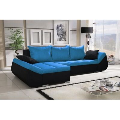 Fun Möbel - KLEO - Schwarz-Blau - Ottomane Links - Sofa Fun Möbel - KLEO - Schwarz-Blau - Ottomane Links - Sofa
