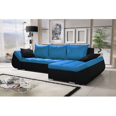 Fun Moebel - KLEO - Schwarz-Blau - Ottomane rechts - Schlafsofa Fun Moebel - KLEO - Schwarz-Blau - Ottomane rechts - Schlafsofa