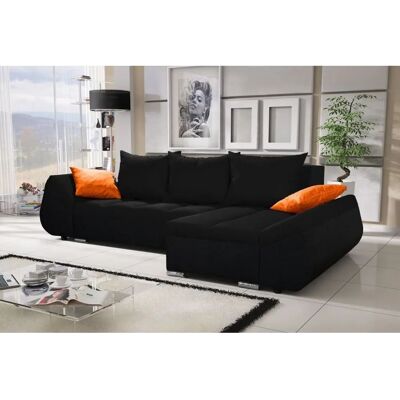 Fun Moebel - KLEO - Schwarz - Rechte Ottomane - Schlafsofa Fun Moebel - KLEO - Schwarz - Rechte Ottomane - Schlafsofa