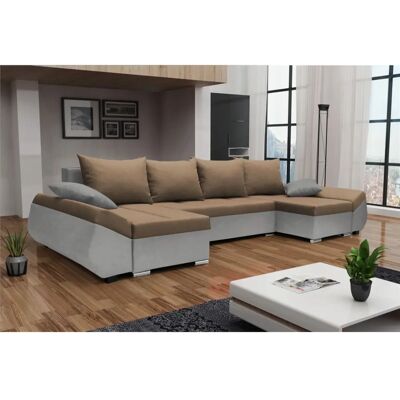 Fun Moebel - KLEO - Hellgrau-Cappuccino - U-Form - Sofa bed Fun Moebel - KLEO - Hellgrau-Cappuccino - U-Form - Sofa bed