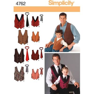 Simplicity Patron de couture pour Gilets et Cravates Hommes et Garçons - 4762 - Publicité Simplicity Patron de couture pour Gilets et Cravates Hommes et Garçons - 4762 - Publicité