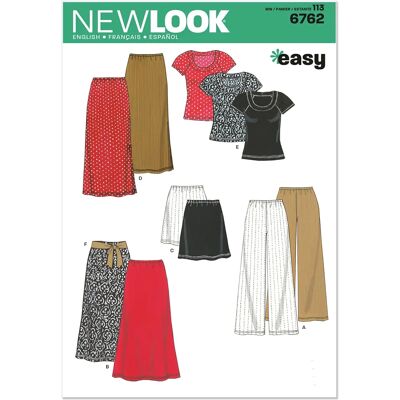 Patron de couture New Look 6762 - Jupe, pantalon, t-shirt - Multicolore Patron de couture New Look 6762 - Jupe, pantalon, t-shirt - Multicolore