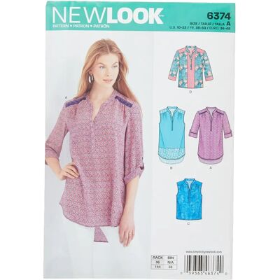 New Look Model 6374 - Blouse Pattern - French, English, Spanish instructions New Look Model 6374 - Blouse Pattern - French, English, Spanish instructions
