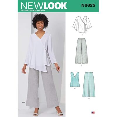 Patron de Couture New Look 6625 - Robe, Haut, Pantalon Patron de Couture New Look 6625 - Robe, Haut, Pantalon