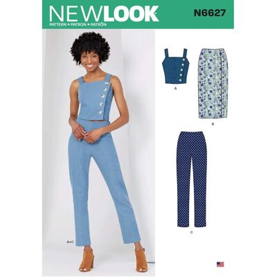 New Look 6627 - Sömnadsmönster för Kjol, Leggings, Top New Look 6627 - Sömnadsmönster för Kjol, Leggings, Top