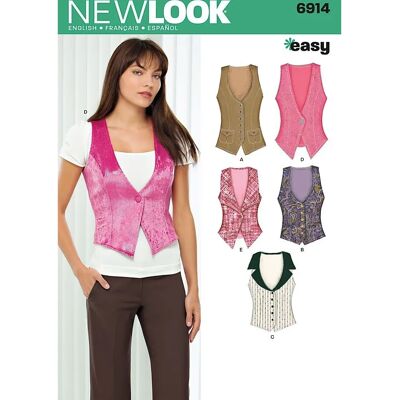 New Look 6914 - Gilet - Denim, Velours, Soie - Patron de Couture - Publicité New Look 6914 - Gilet - Denim, Velours, Soie - Patron de Couture - Publicité