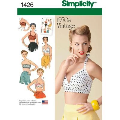 Modèle de couture pour haut de soutien-gorge vintage pour femmes - Patron de vêtement - Publicité Modèle de couture pour haut de soutien-gorge vintage pour femmes - Patron de vêtement - Publicité