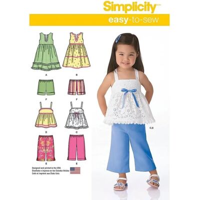 Patron Simplicity S1451 Été pour tout-petits - Robe, haut, short Patron Simplicity S1451 Été pour tout-petits - Robe, haut, short