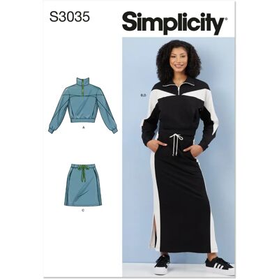 SIMPLICITY - S3035 - hauts de survêtement - jupes - Patron de couture SIMPLICITY - S3035 - hauts de survêtement - jupes - Patron de couture