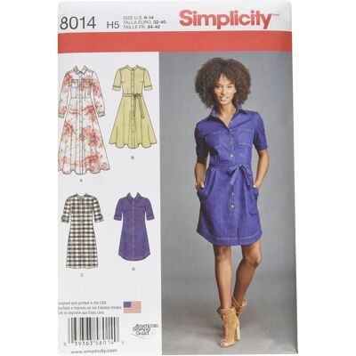 Modèle de couture Simplicity Robe Chemise - 8014 - Publicité Modèle de couture Simplicity Robe Chemise - 8014 - Publicité