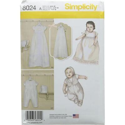 Simplicity Modelli di Vestiti e Costumi da Battesimo - 8024 Simplicity Modelli di Vestiti e Costumi da Battesimo - 8024