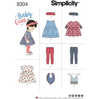 Simplicity Babys sömmönster - Klänning, Leggings, Hårband - Enkel Simplicity Babys sömmönster - Klänning, Leggings, Hårband - Enkel