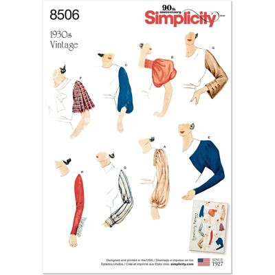 Simplicity Vintage Mouwpatroon S8506A - Naaipatroon Simplicity Vintage Mouwpatroon S8506A - Naaipatroon