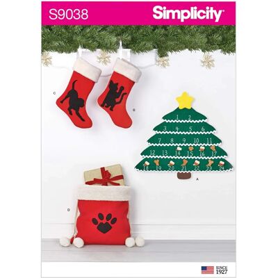 Simplicity 9038 Juldekoration SyPattern - Utrustning, Kalender, Hund & Katt Strumpor Simplicity 9038 Juldekoration SyPattern - Utrustning, Kalender, Hund & Katt Strumpor