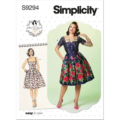Simplicity S9294 - Patron de robe - Vintage, Plissée, Ajustée - Publicité Simplicity S9294 - Patron de robe - Vintage, Plissée, Ajustée - Publicité