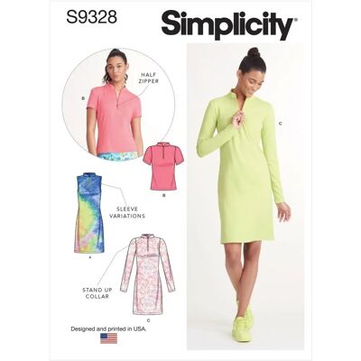 Simplicity S9328 Dress Sewing Pattern - Knitted with Zip Front, Variations Simplicity S9328 Dress Sewing Pattern - Knitted with Zip Front, Variations