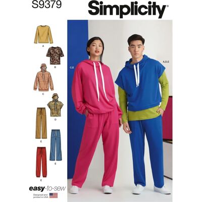 Modèle de sweat unisexe en tricot Simplicity S9379 - Patron de couture - Publicité Modèle de sweat unisexe en tricot Simplicity S9379 - Patron de couture - Publicité