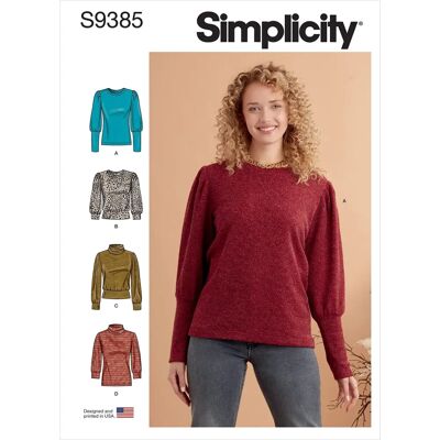 Patron de couture Simplicity 9385 Tops en tricot femme - Publicité Patron de couture Simplicity 9385 Tops en tricot femme - Publicité