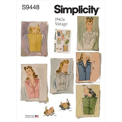 Patron de couture vintage des années 1940 pour blouses Misses de Simplicity - Patron de couture - Publicité Patron de couture vintage des années 1940 pour blouses Misses de Simplicity - Patron de couture - Publicité