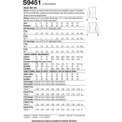 Patron Simplicity 9451 Tops en tricot pour femme - Publicité Patron Simplicity 9451 Tops en tricot pour femme - Publicité