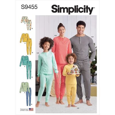 Simplicity S9455A Modèle pour pantalons et haut en tricot pour hommes et enfants - Publicité Simplicity S9455A Modèle pour pantalons et haut en tricot pour hommes et enfants - Publicité
