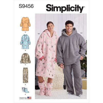 Simplicity S9456 - Patrón de Sudadera Pantalones y Botines Unisex Oversize Simplicity S9456 - Patrón de Sudadera Pantalones y Botines Unisex Oversize