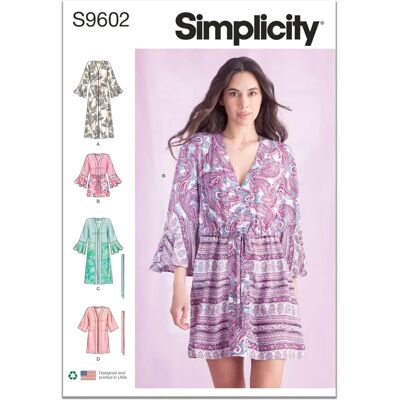 Modèle Simplicity S9602 Femmes Caftans et Wraps - Publicité Modèle Simplicity S9602 Femmes Caftans et Wraps - Publicité