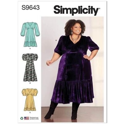 Patron Simplicity 9643 Robe en V - Couture Patron Simplicity 9643 Robe en V - Couture