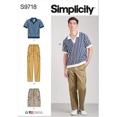 Patron homme Simplicity 9718 - Hauts, Pantalons, Shorts - Publicité Patron homme Simplicity 9718 - Hauts, Pantalons, Shorts - Publicité