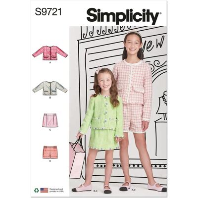 Patron de couture pour enfants Simplicity 9721 - Vestes, jupes, shorts - Publicité Patron de couture pour enfants Simplicity 9721 - Vestes, jupes, shorts - Publicité