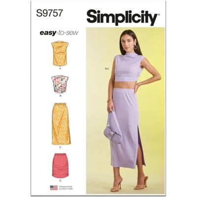 Patron de couture Simplicity S9757 - Ensemble top et jupe pour femmes Patron de couture Simplicity S9757 - Ensemble top et jupe pour femmes