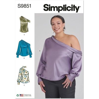 Simplicity S9851.M - Haut à une épaule avec variations - Vêtements Simplicity S9851.M - Haut à une épaule avec variations - Vêtements