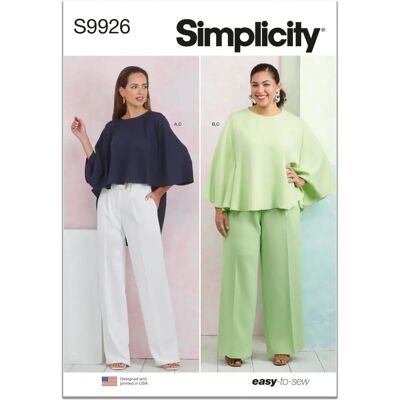 Simplicity - S9926 - Haut avec cape - Patron de couture Simplicity - S9926 - Haut avec cape - Patron de couture