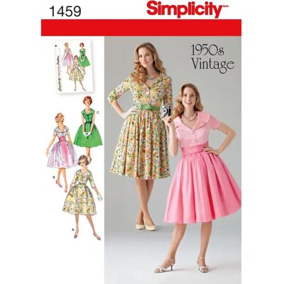 Patron Robe Vintage Simplicity 1459 - Manches longues, courtes, 3/4 Patron Robe Vintage Simplicity 1459 - Manches longues, courtes, 3/4